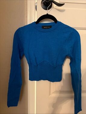 White Fox Boutique Royal Blue Cropped Sweater